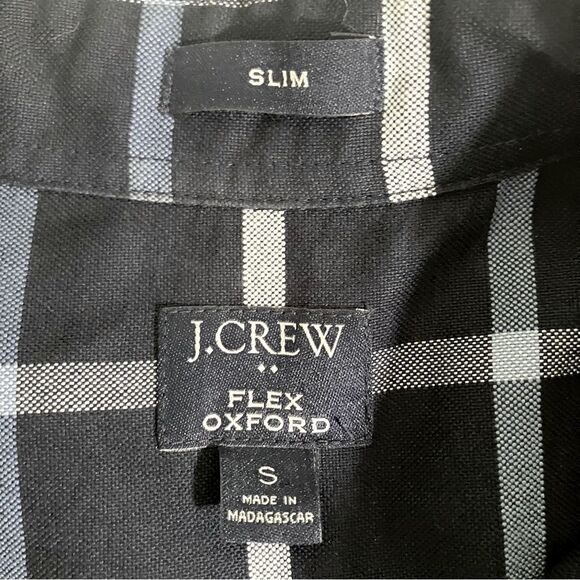 J Crew Button Down Shirt Men Size Small Blue Plaid Slim Flex Oxford - Picture 5 of 6